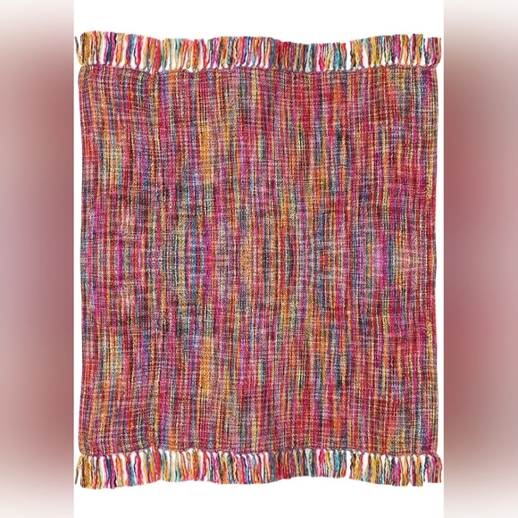 NWT | Signals | Chunky Hand Woven Knit Blanket Throw with Tassels | 48" x 70" - Picture 3 of 11